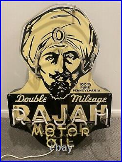 Rajah Motor Oil Neon Porcelain Sign