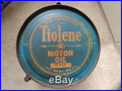 Rare 1920's Pure Oil Co. Tiolene 5 Gallon Motor Oil Rocker Can Gas Sign