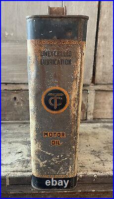 Rare 1920s tobacco city motor oil slim 1 gallon can edgerton wisconsin gas sign