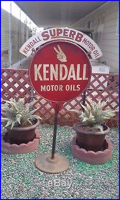 Rare 1930 Kendall Motor Oil Sidewalk Sign W / Steel Header. Look