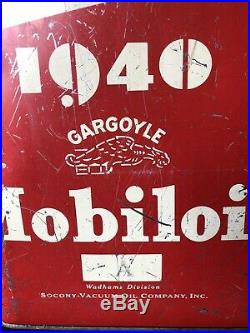 Rare 1940s 3-Gallon Gargoyle Mobiloil Motor Oil Can Pertroliana Gas Sign Mobil