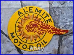 Rare 1950's Alemite Motor Oil Porcelain Sign