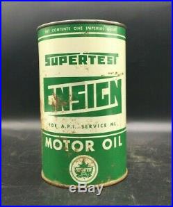 Rare 1950s Vintage Supertest Ensign Motor Oil Imperial Quart Can