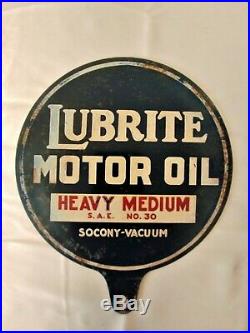 Rare 2-Sided Socony-Vacuum Lubrite Motor Oil Heavy Medium Lubester Paddle Sign