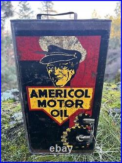 Rare Americol Motor Oil Tin Can