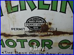 Rare Antique Sterling Motor Oil 2 Side Porcelain Tombstone Advertising Sign