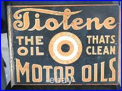 Rare CIRCA 1919 Original Tiolene Motor Oil METAL FLANGE SIGNHARD TO FIND! NICE