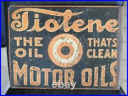 Rare CIRCA 1919 Original Tiolene Motor Oil METAL FLANGE SIGNHARD TO FIND! NICE