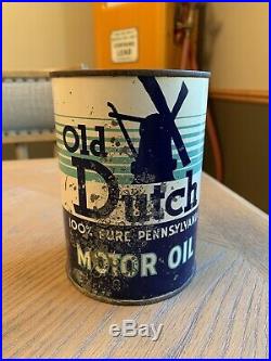 Rare Dutch Motor Oil Can MI Michigan One 1 QT Quart Sign Advertising Gas Station