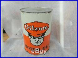 Rare Early Oilzum Motor Oil 5 Quart Metal Can Oswald