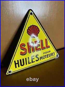 Rare European Dutch Shell Motor Oil Porcelain Sign triangular advertisement sign