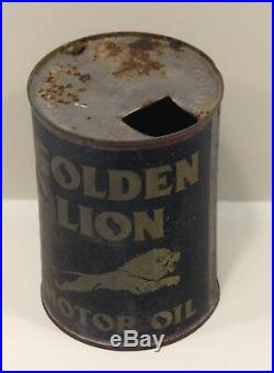 Rare Gilmore Golden Lion Graphic Quart Motor Oil Can Original Gas Gasoline Sign
