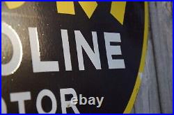 Rare Husky Gasoline Motor Oil Porcelain Metal Sign Service Station Sunrise Dog