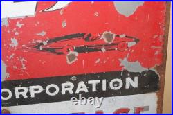 Rare Large Vintage Fleet K-T Motor Oil Grease Gas Station 2 Sided 35 Metal Sign