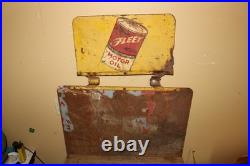 Rare Large Vintage Fleet K-T Motor Oil Grease Gas Station 2 Sided 35 Metal Sign