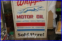 Rare Large Vintage Whippet Motor Oil Sold Here Gas Station 42 Metal Sign