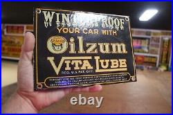 Rare Oilzum Vitalube Winter Motor Oil Dealer Porcelain Metal Sign Ford Gas Gmc