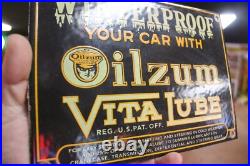 Rare Oilzum Vitalube Winter Motor Oil Dealer Porcelain Metal Sign Ford Gas Gmc