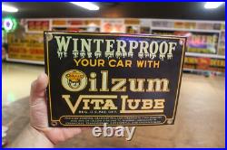 Rare Oilzum Vitalube Winter Motor Oil Dealer Porcelain Metal Sign Ford Gas Gmc