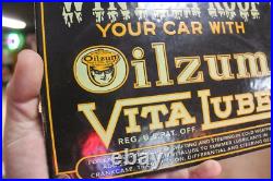 Rare Oilzum Vitalube Winter Motor Oil Dealer Porcelain Metal Sign Ford Gas Gmc