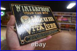 Rare Oilzum Vitalube Winter Motor Oil Dealer Porcelain Metal Sign Ford Gas Gmc