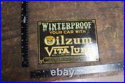 Rare Oilzum Vitalube Winter Motor Oil Dealer Porcelain Metal Sign Ford Gas Gmc