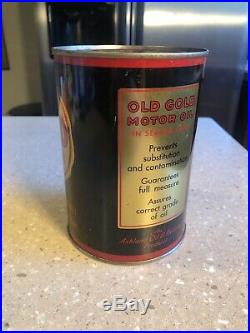 Rare Old Gold Motor Oil Quart Tin Can Sign ASHLAND Refining