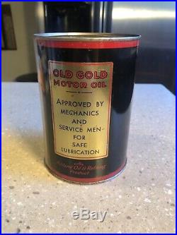 Rare Old Gold Motor Oil Quart Tin Can Sign ASHLAND Refining