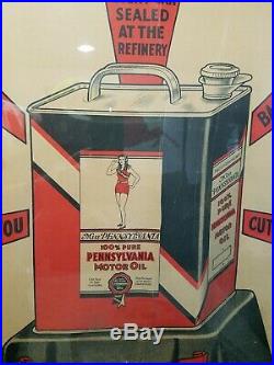 Rare Original Miss Penna 2 gallon motor Oil Advertising Paper Poster Sign