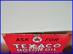 Rare Original Texaco Porcelain Motor Oil Bottle Rack Sign Oil Can