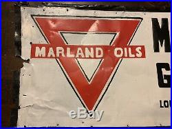 Rare Original Tin Tacker Marland Gasoline Sign Not Porcelain Sign Motor Oil