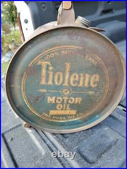 Rare PURE Tiolene 5 Gallon Rocker Motor Oil Can Antique Gas Station sign Antique
