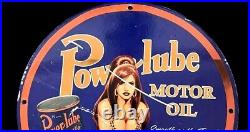 Rare Powerlube Motor Oil Pinup Girl Bikini Gas Oil Service Garage Ad Sign