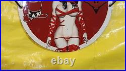 Rare Red Hat Motor Oil Gas&oil Pinup Girl Porcelain Enamel Sign