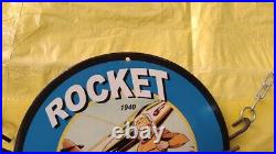 Rare Rocket Motor Oil Gas&oil Man Cave Porcelain Enamel Sign