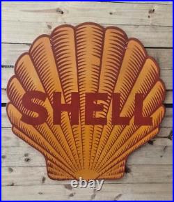 Rare Shell Motor Oil Die Cut Porcelain Enamel Sign 48x48 Inches Dsp