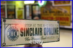 Rare Sinclair Hc Opaline Motor Oil Dealer Porcelain Metal Sign Gas Station Dino