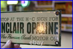 Rare Sinclair Hc Opaline Motor Oil Dealer Porcelain Metal Sign Gas Station Dino