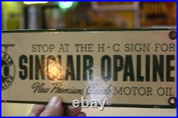 Rare Sinclair Hc Opaline Motor Oil Dealer Porcelain Metal Sign Gas Station Dino