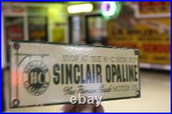Rare Sinclair Hc Opaline Motor Oil Dealer Porcelain Metal Sign Gas Station Dino