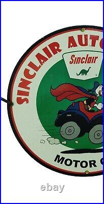 Rare Sinclair Motor Oil Dino Donald Duck Porcelain Gas Oil Motor Lube Pump Sign