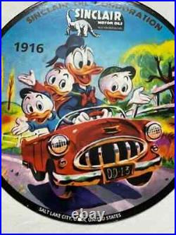 Rare Sinclair Motor Oil Donald Duck Porcelain Gas Oil Motor Service Pump Ad Sign