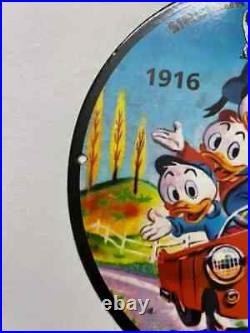 Rare Sinclair Motor Oil Donald Duck Porcelain Gas Oil Motor Service Pump Ad Sign