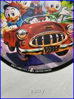 Rare Sinclair Motor Oil Donald Duck Porcelain Gas Oil Motor Service Pump Ad Sign