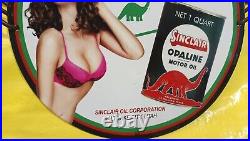 Rare Sinclair Opaline Motor Oil Pinup Girl Oil&gas Porcelain Enamel Sign