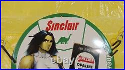 Rare Sinclair Opaline Motor Oil Pinup Girl Oil&gas Porcelain Enamel Sign