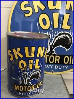 Rare Skunk Oil Motor Oil Original Metal Quart Can Vintage