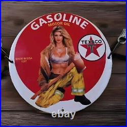 Rare Texaco Gasoline Motor Oil Gas&oil Pinup Girl Porcelain Enamel Sign