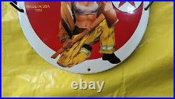 Rare Texaco Gasoline Motor Oil Gas&oil Pinup Girl Porcelain Enamel Sign