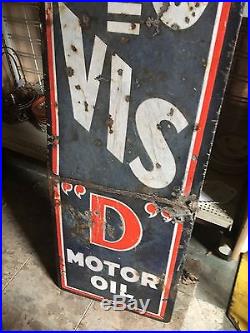 Rare Top Quality ISO=VIS D Motor Oil Sign 16 x 60 Authentic